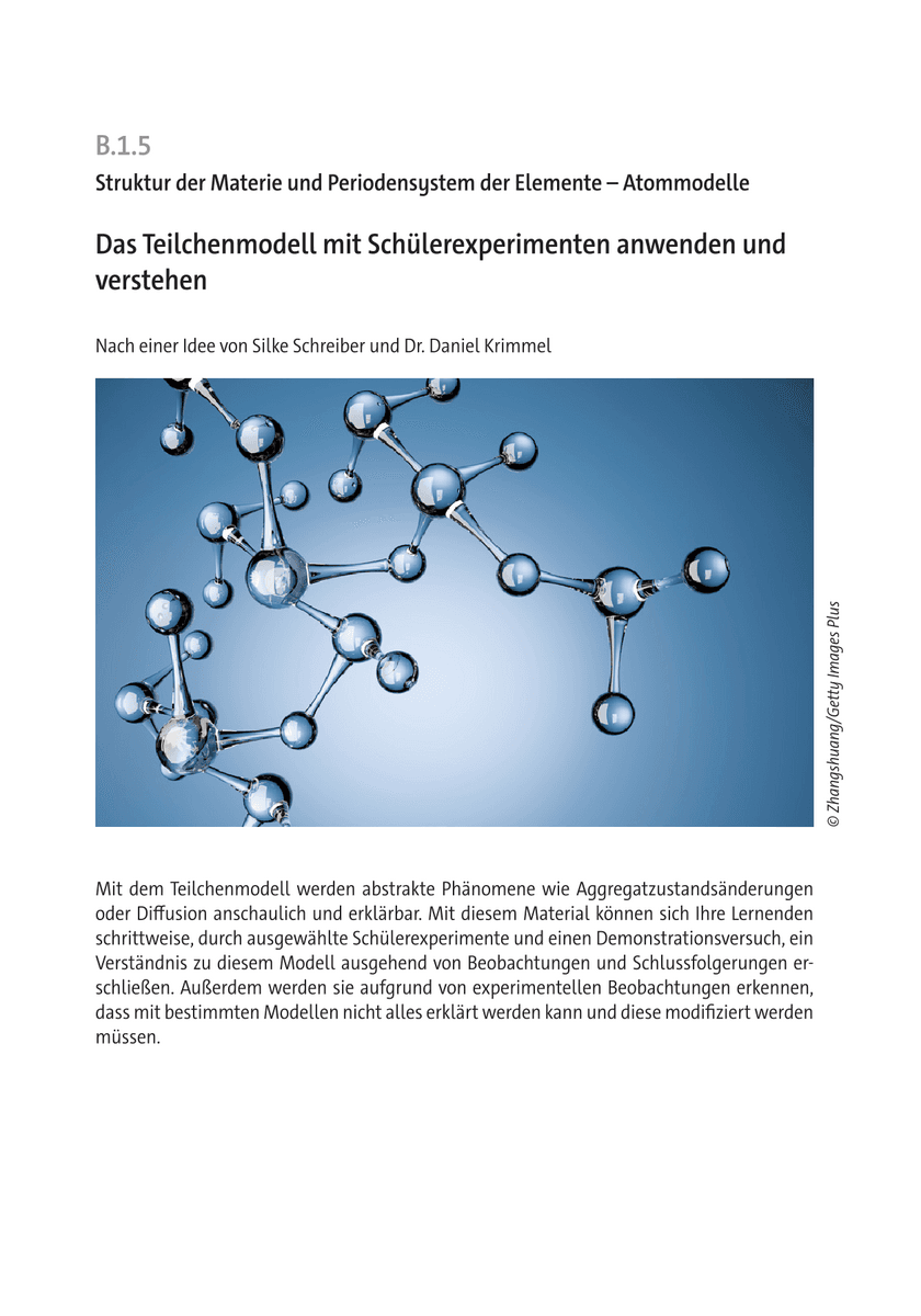 Das Teilchenmodell mit Schülerexperimenten anwenden und verstehen