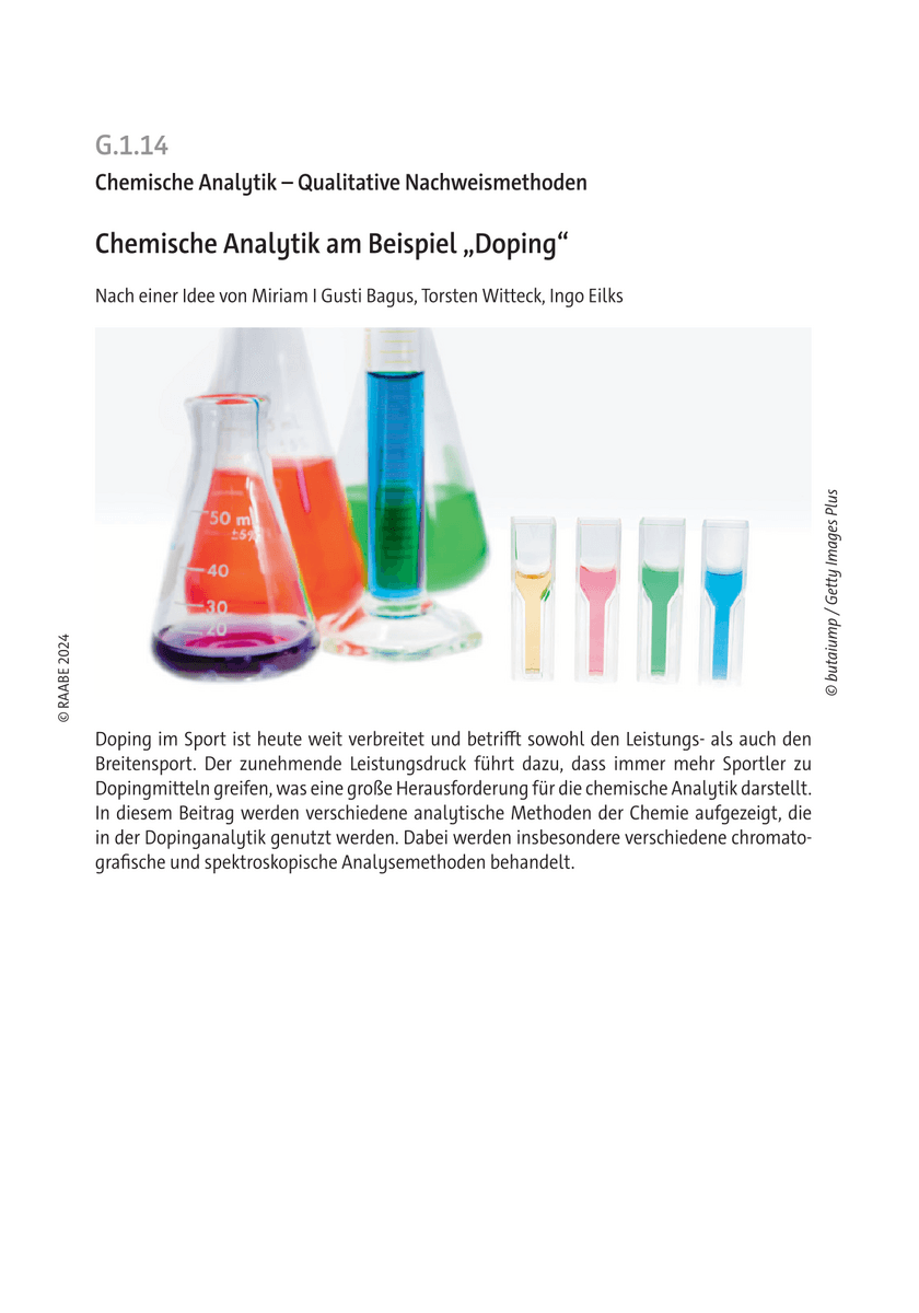 Chemische Analytik am Beispiel „Doping"