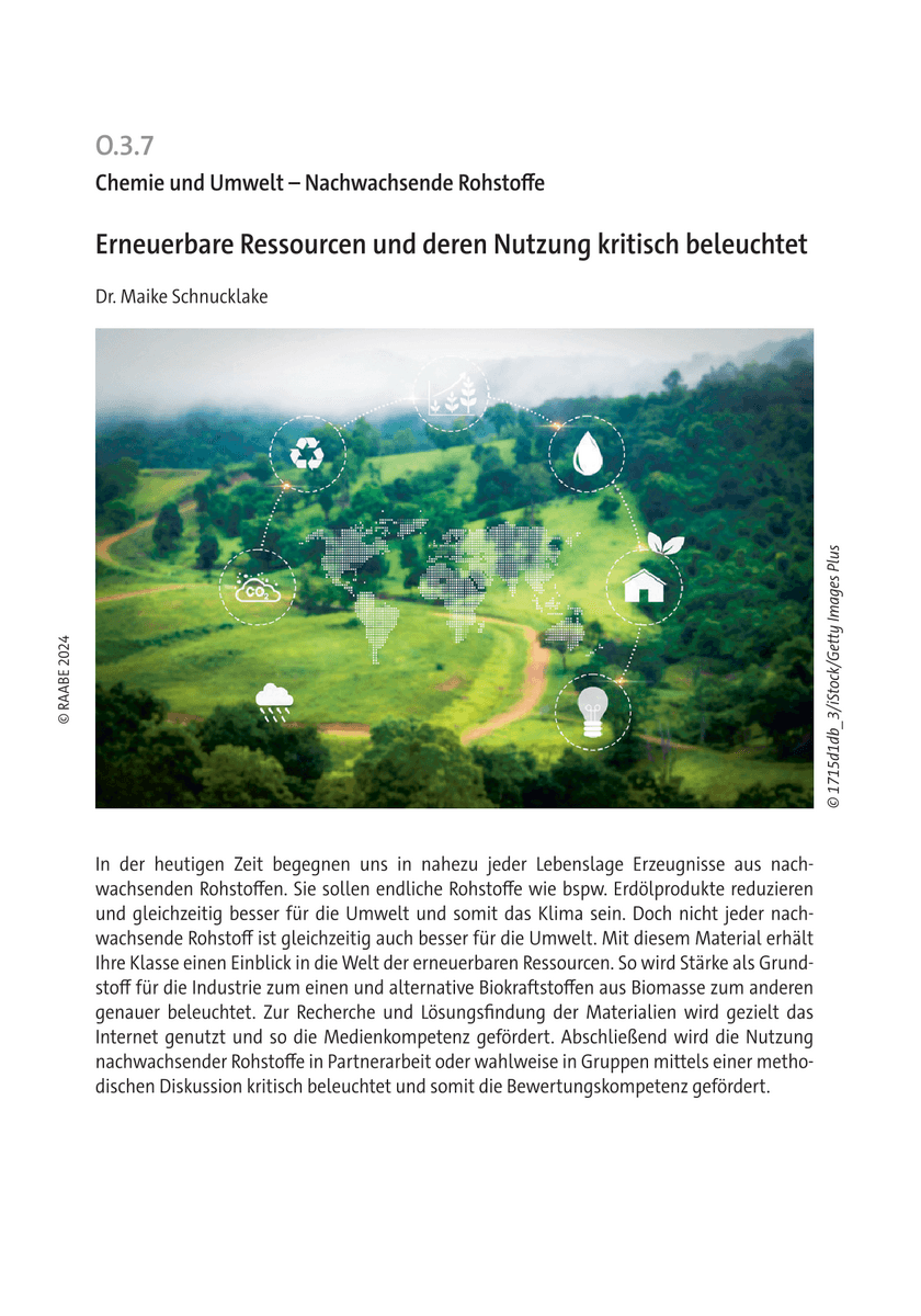 Erneuerbare Ressourcen und deren Nutzung kritisch beleuchtet