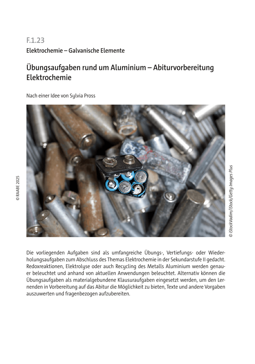 Übungsaufgaben rund um Aluminium