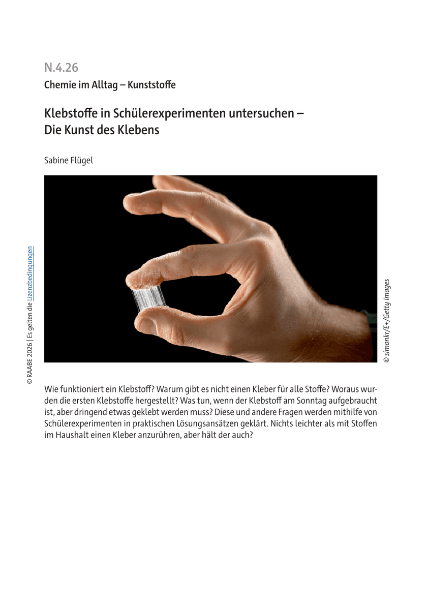 Klebstoffe in Schülerexperimenten untersuchen