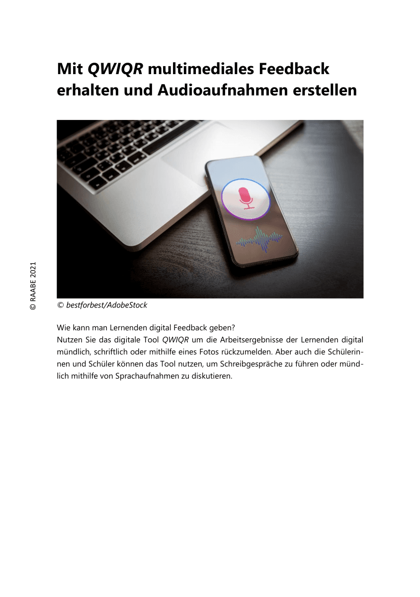 Mit QWIQR multimediales Feedback erhalten und Audioaufnahmen erstellen