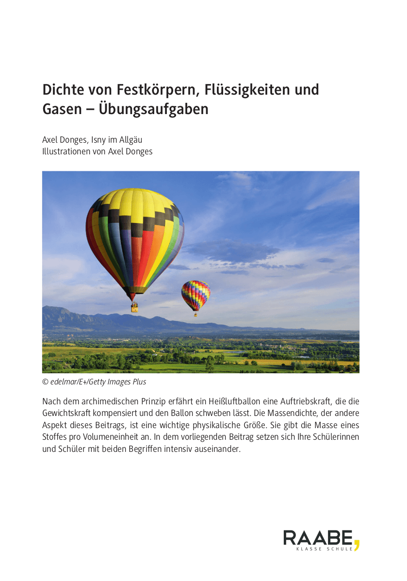 Dichte von Festkörpern, Flüssigkeiten und Gasen