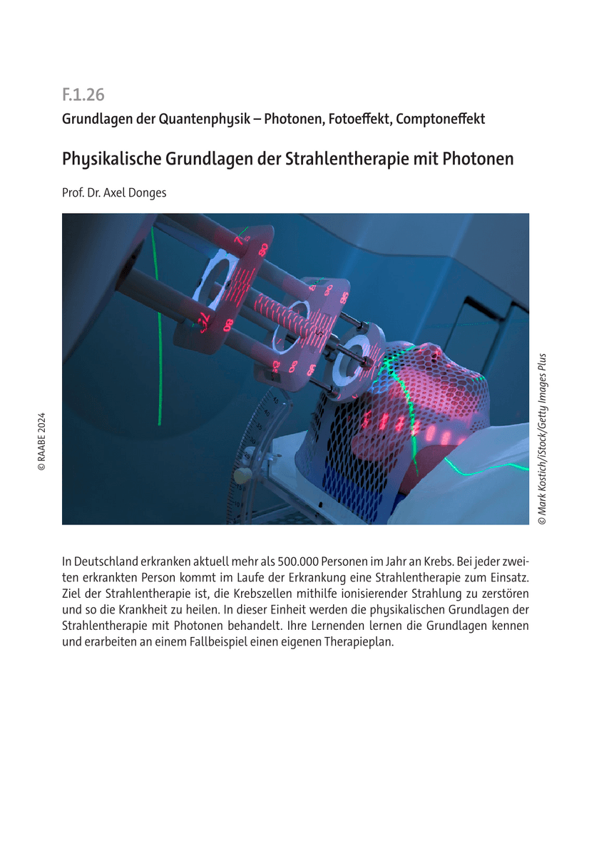Physikalische Grundlagen der Strahlentherapie mit Photonen
