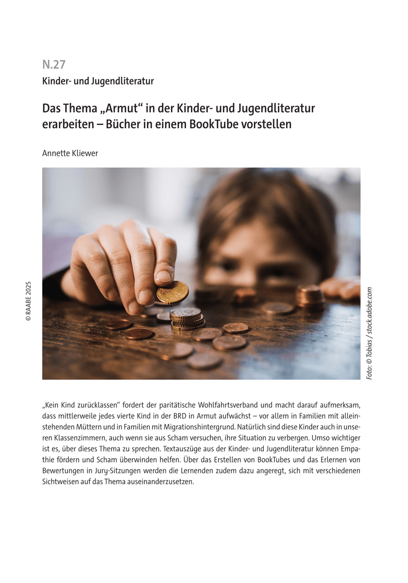 Das Thema „Armut“ in der Kinder- und Jugendliteratur erarbeiten