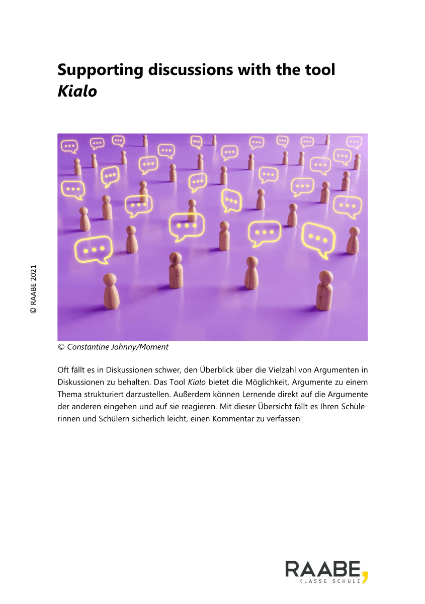 Supporting discussions with the tool Kialo