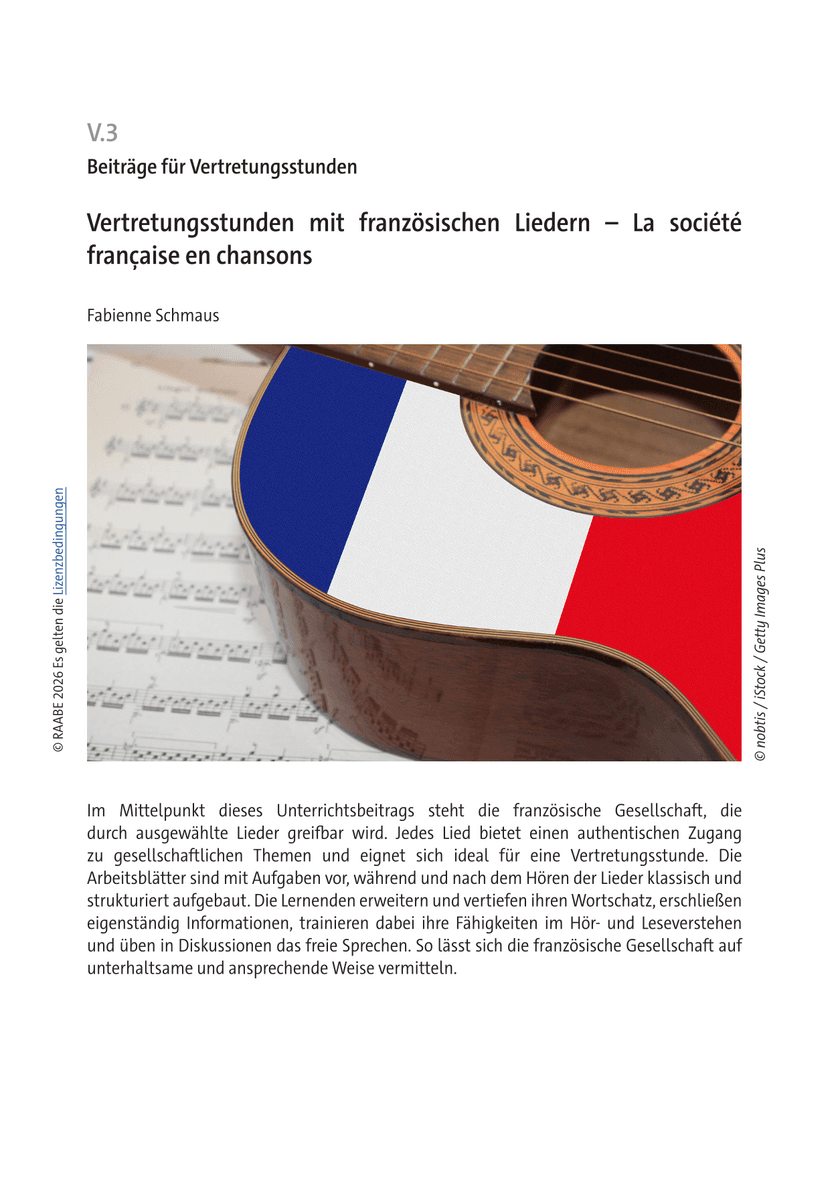 Vertretungsstunden mit französischen Liedern