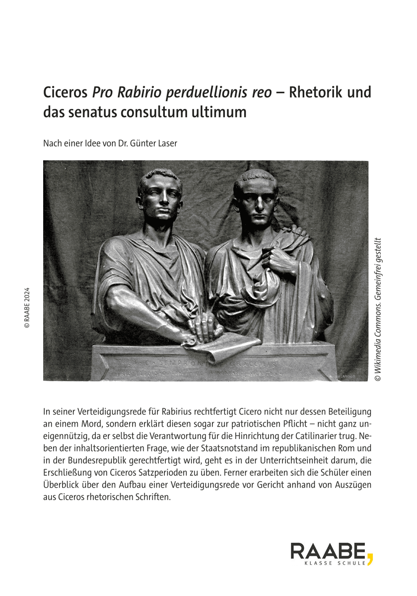 Ciceros Verteidigungsrede pro Rabirio im Lateinunterricht