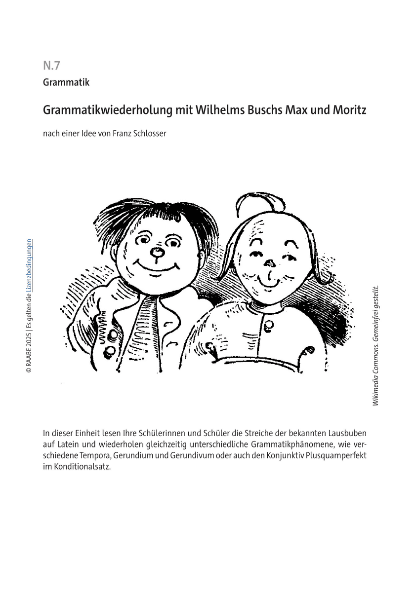 Grammatikwiederholung mit Max und Moritz