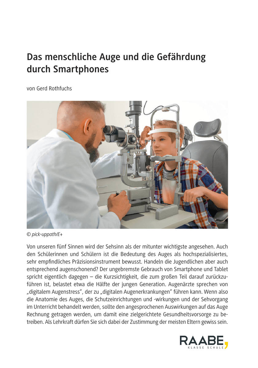 Das menschliche Auge und die Gefährdung durch Smartphones