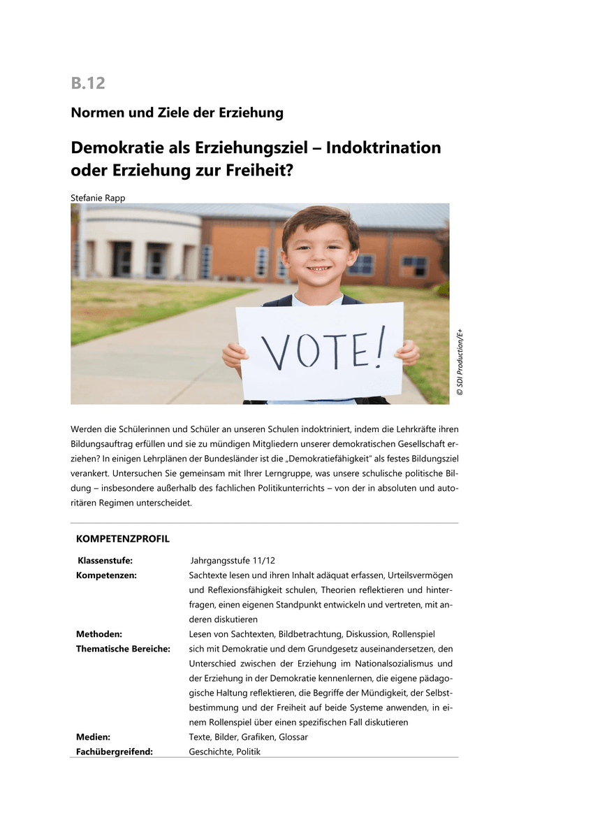 Demokratie als Erziehungsziel