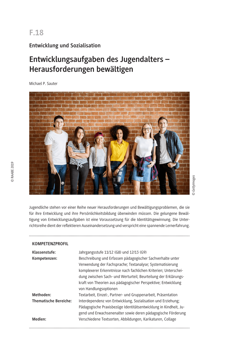 Entwicklungsaufgaben des Jugendalters