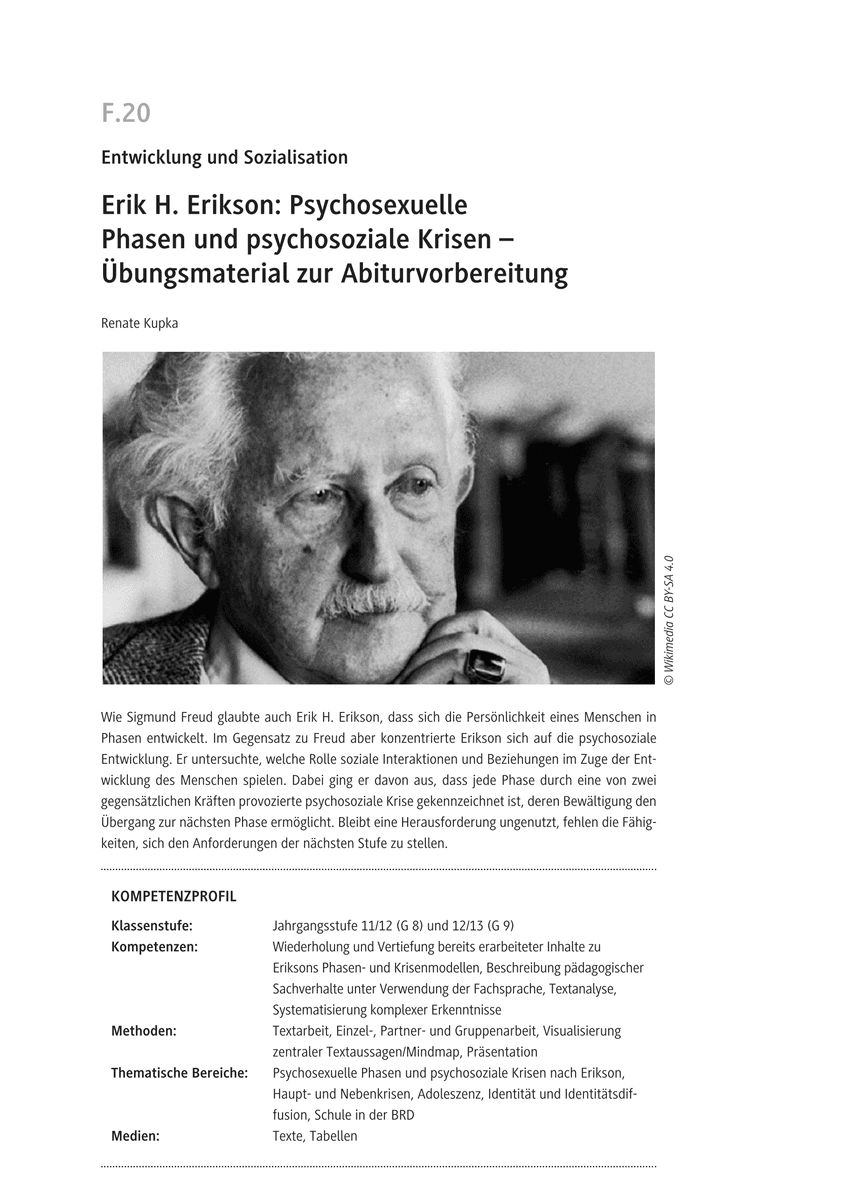Erik H. Erikson: Psychosexuelle Phasen und psychosoziale Krisen