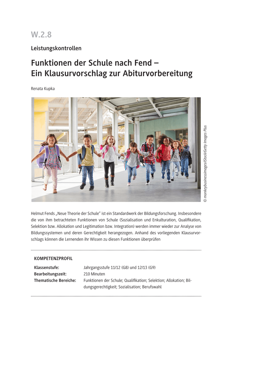 Funktionen der Schule nach Fend