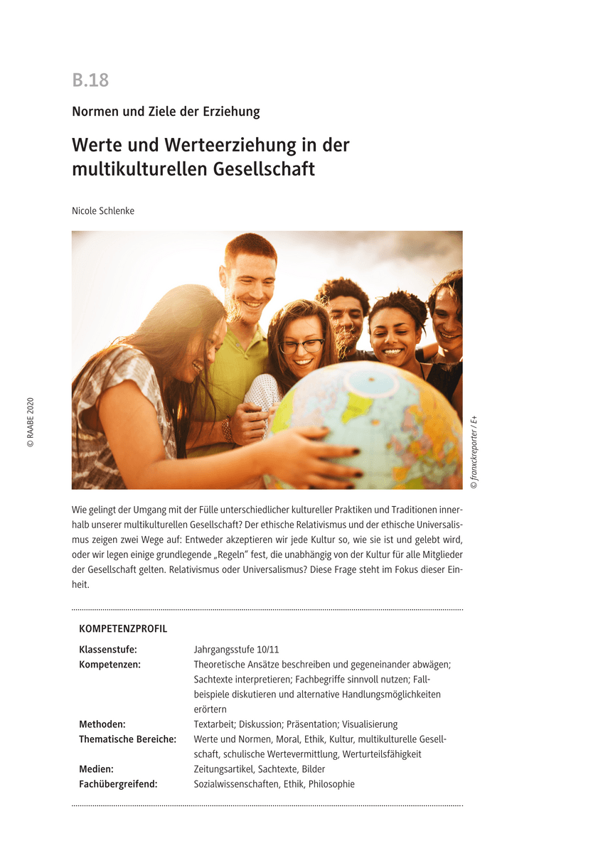 Werte und Werteerziehung in der multikulturellen Gesellschaft