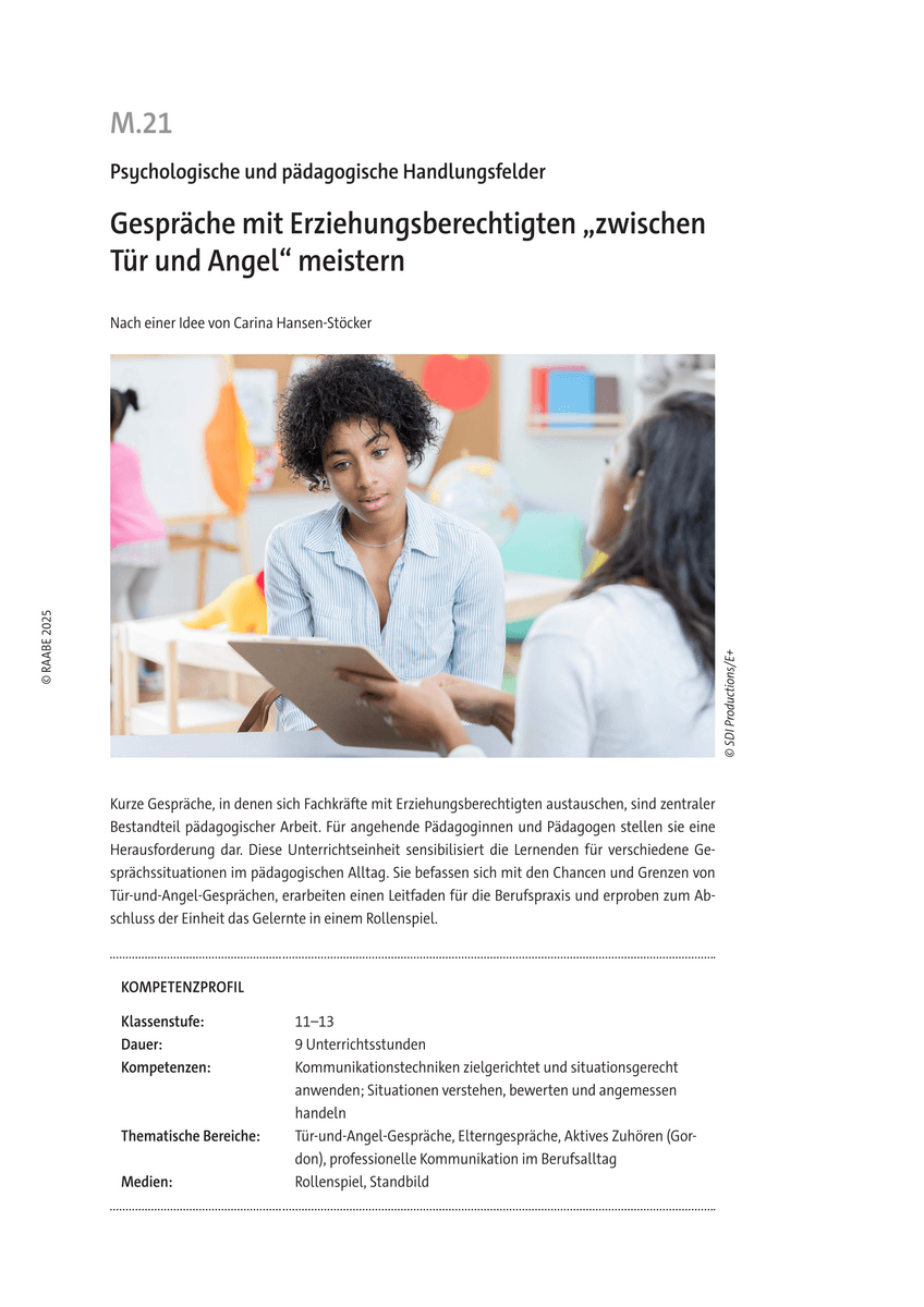 Gespräche mit Erziehungsberechtigten „zwischen Tür und Angel“ meistern