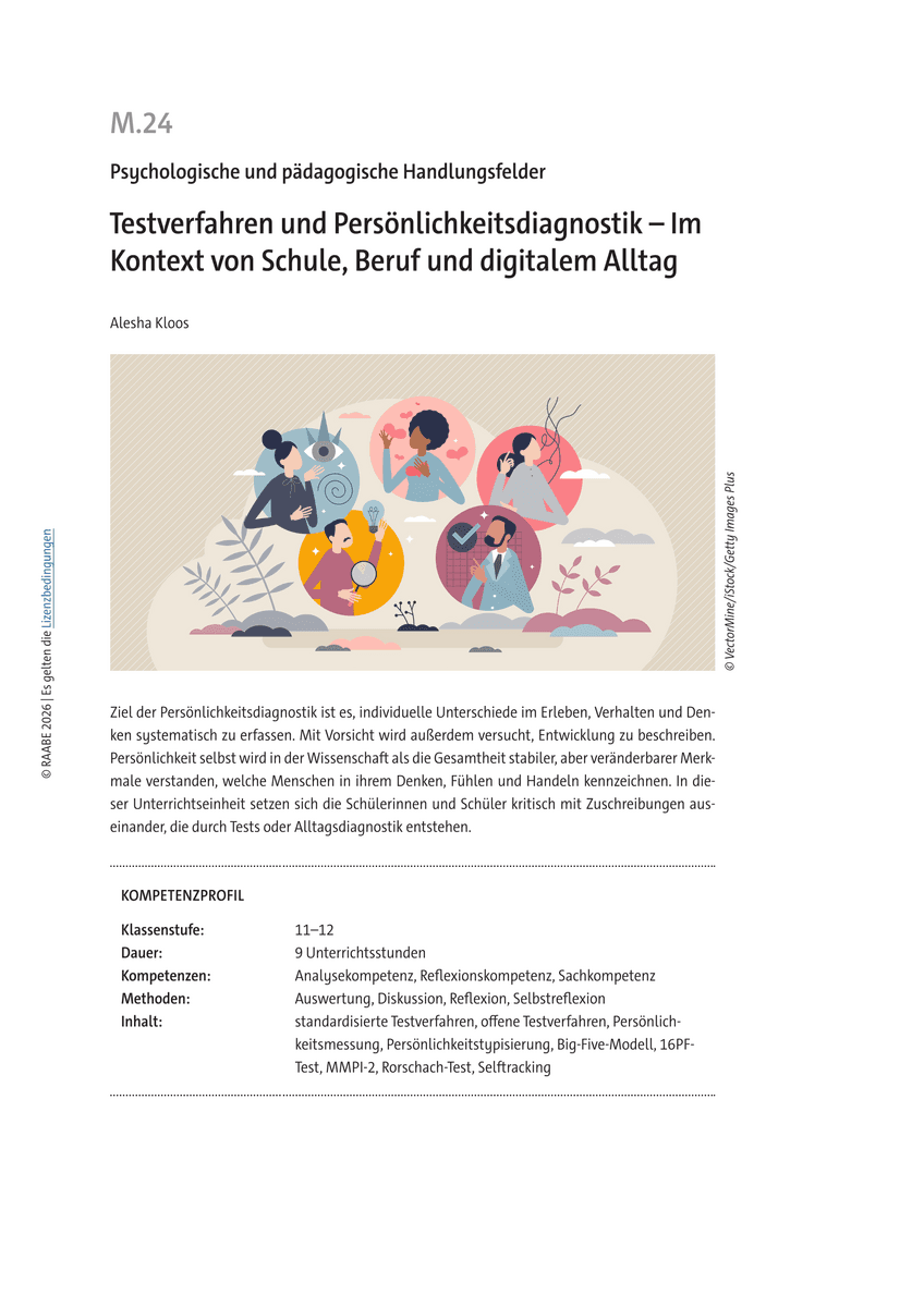 Testverfahren und Persönlichkeitsdiagnostik