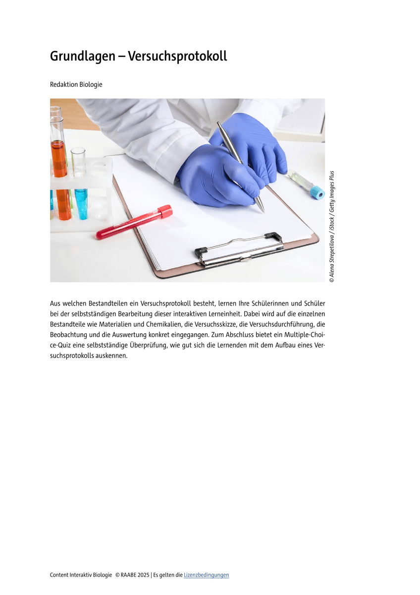 Grundlagen – Versuchsprotokoll