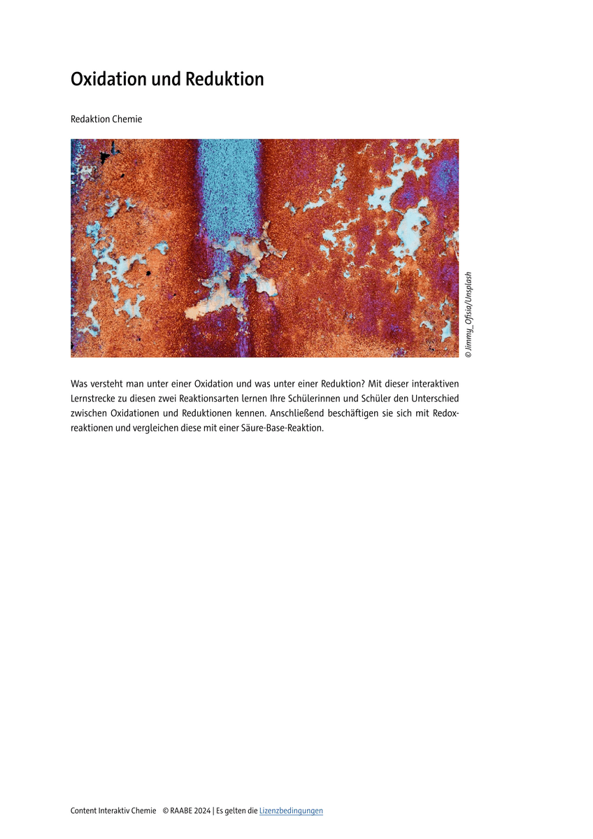 Lernen & Üben: Oxidation und Reduktion Lernen & Üben: Oxidation und Reduktion