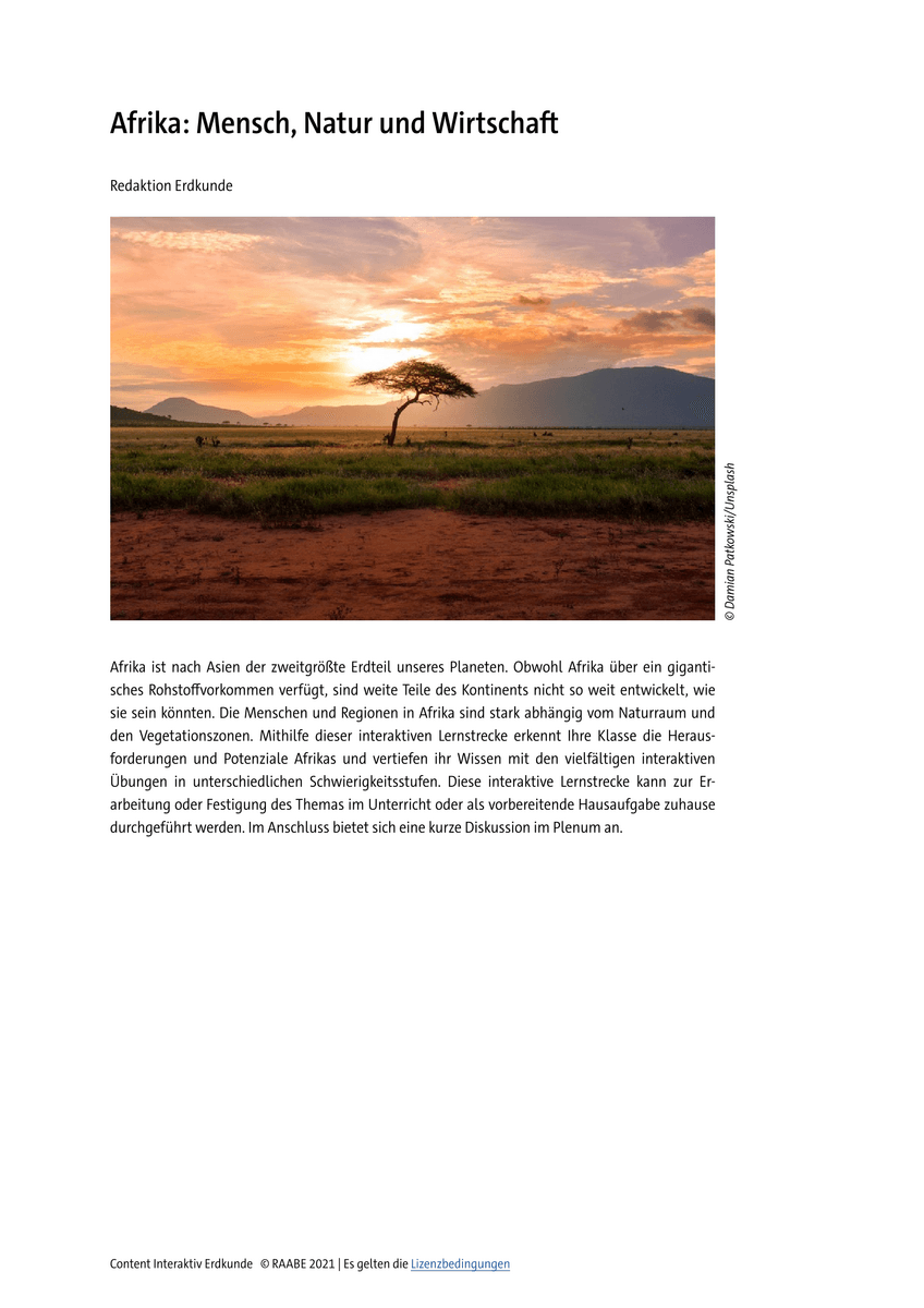 Afrika: Mensch, Natur und Wirtschaft