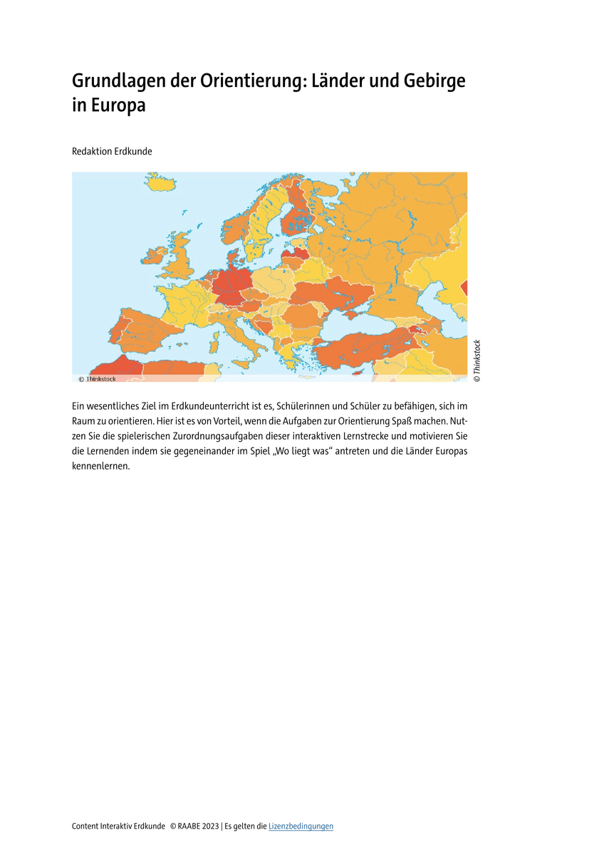 Grundlagen der Orientierung: Länder und Gebirge in Europa