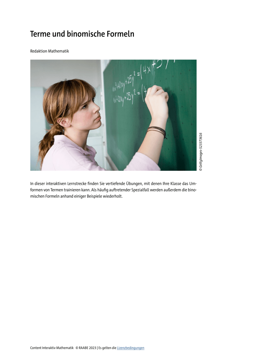 Terme und binomische Formeln