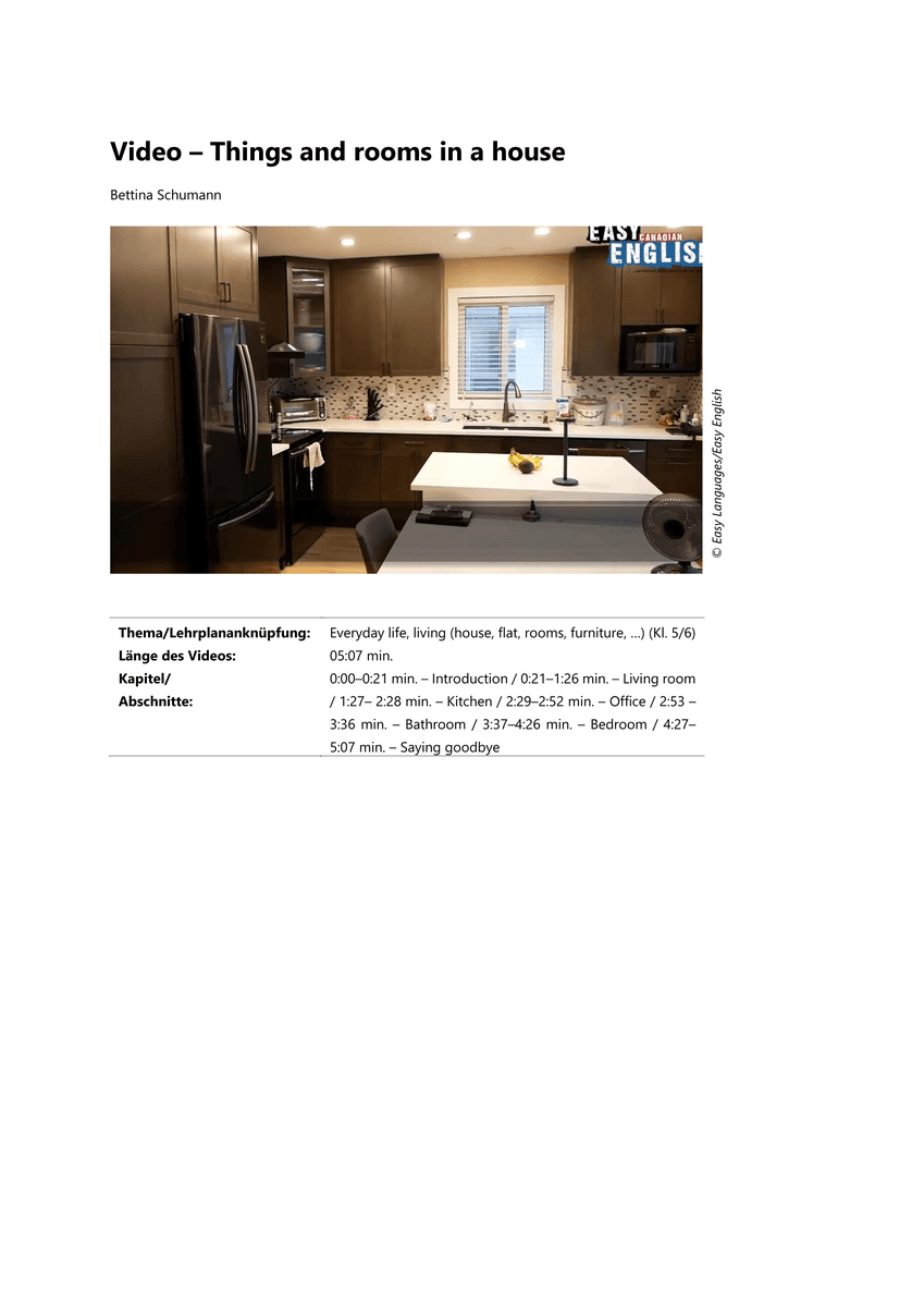 Video – Things and rooms in a house