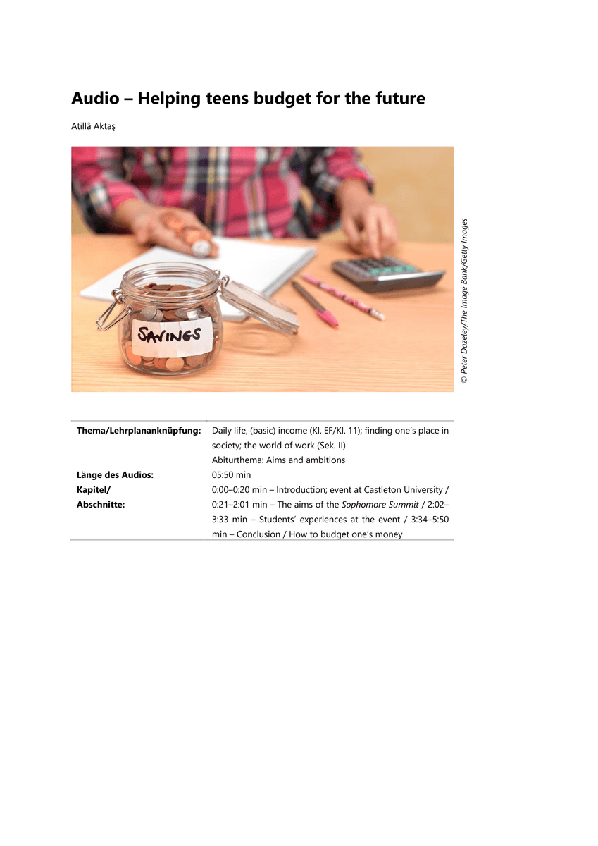 Audio – Helping teens budget for the future