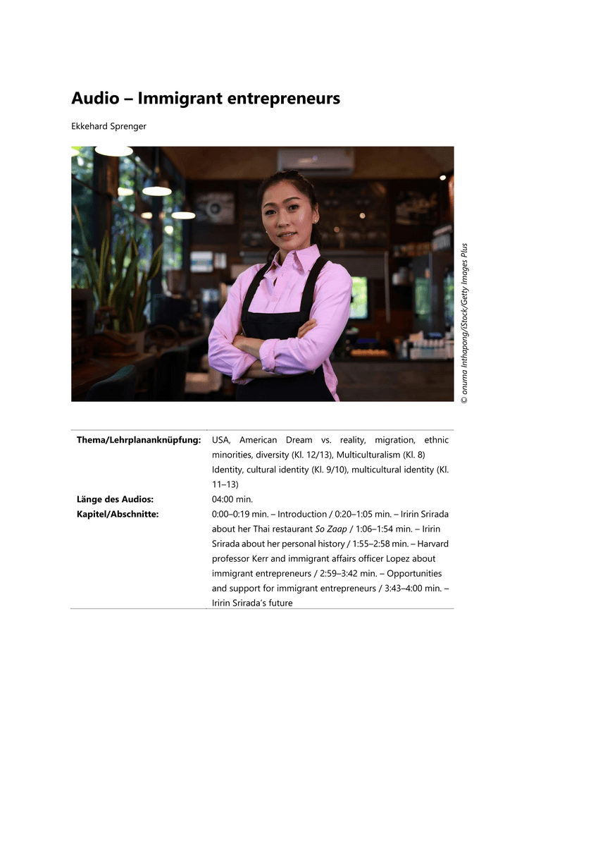 Audio – Immigrant entrepreneurs