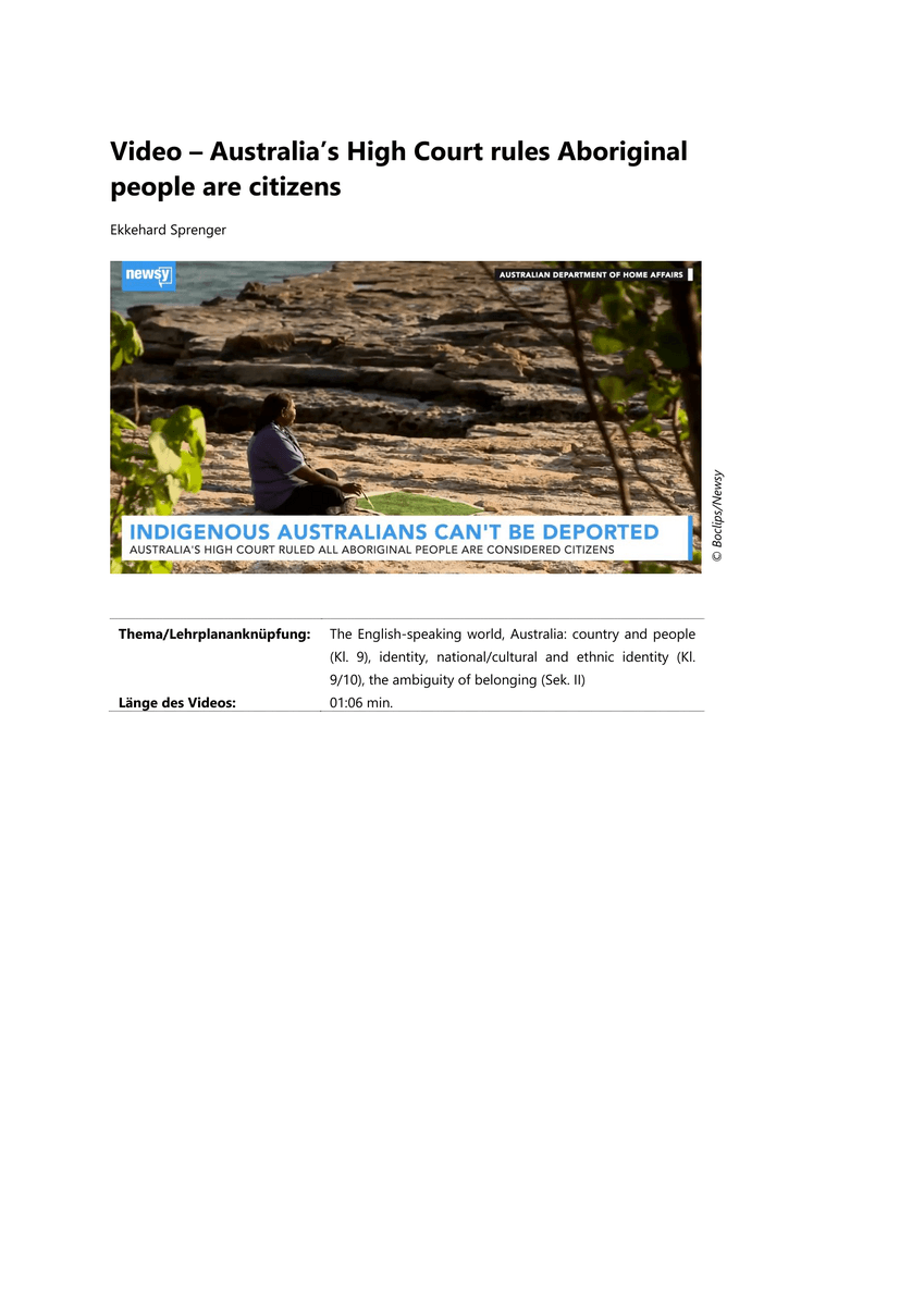 Video – Australia’s High Court rules Aboriginal people are citizens