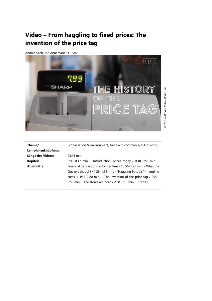 Viewing: The invention of the price tag