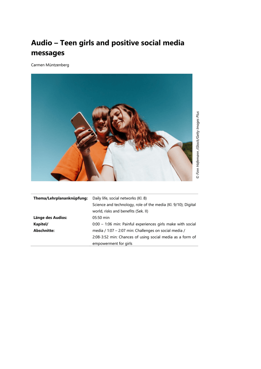 Audio – Teen girls and positive social media messages