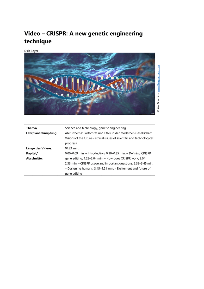 Video – CRISPR: A new genetic engineering technique