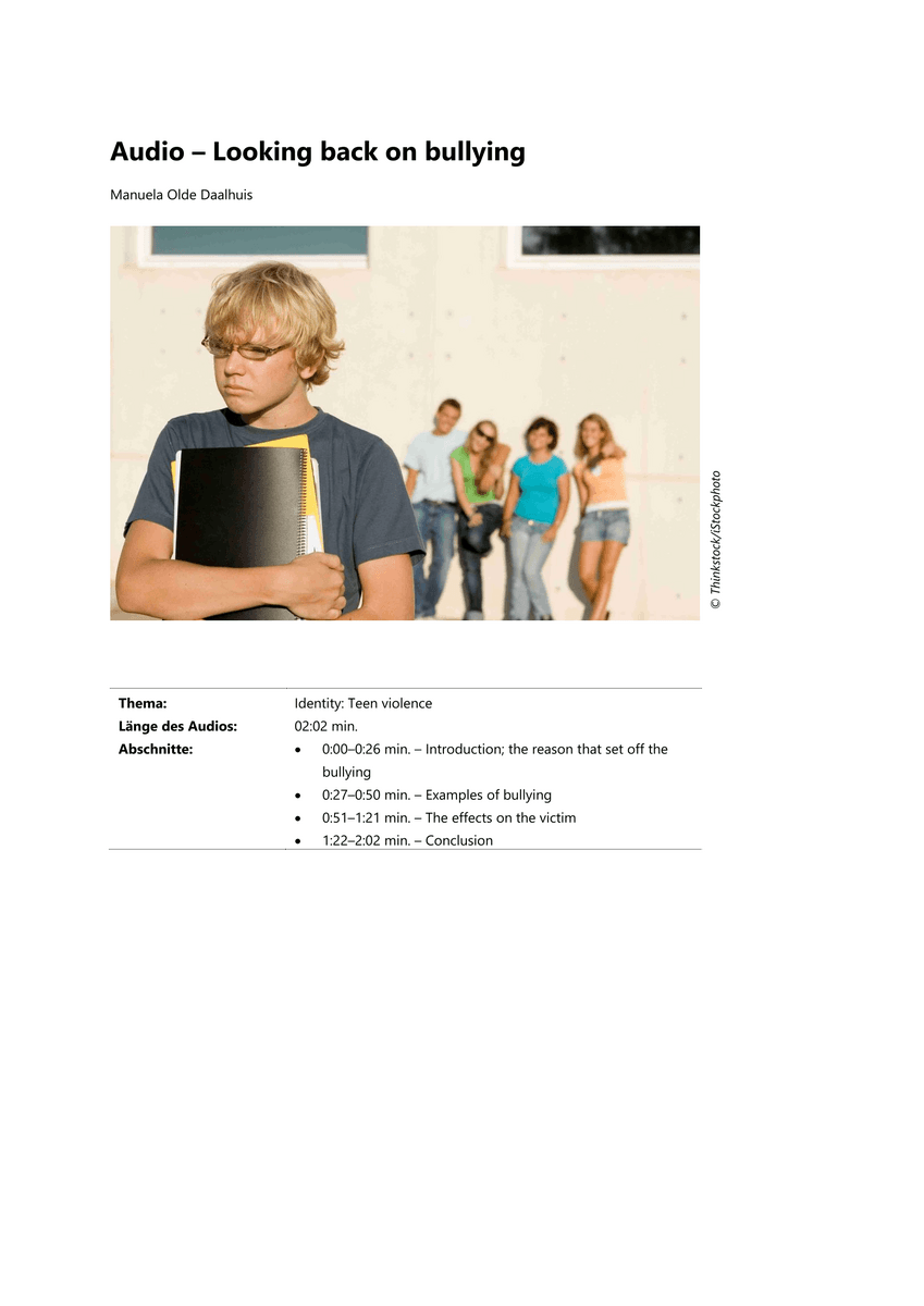 Audio – Looking back on bullying