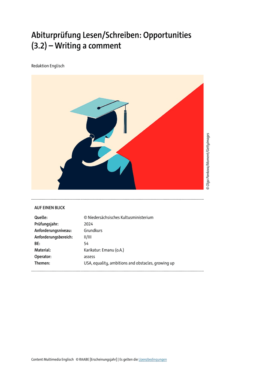 Abiturprüfung Lesen/Schreiben: Opportunities (3.2)
