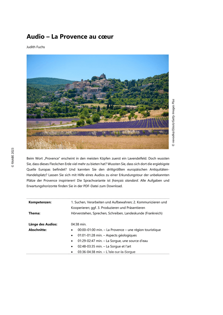 Audio – La Provence au cœur