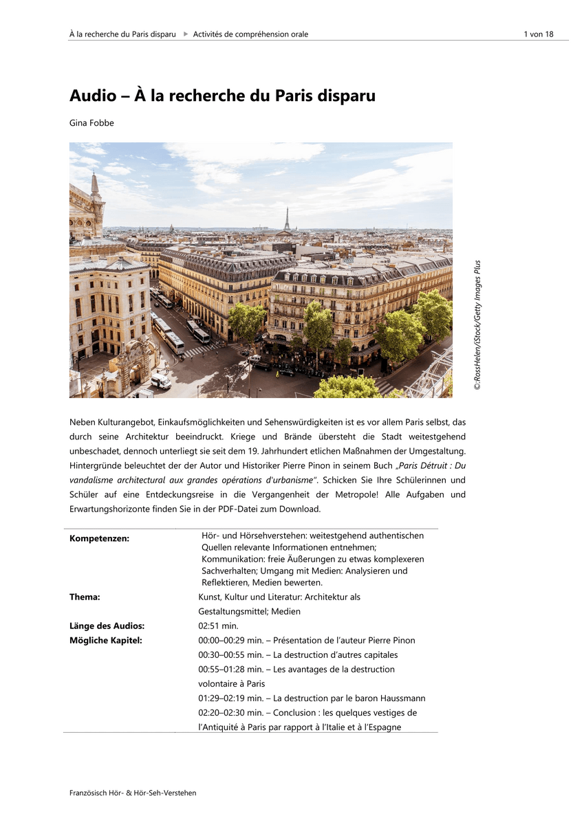 Audio – À la recherche du Paris disparu