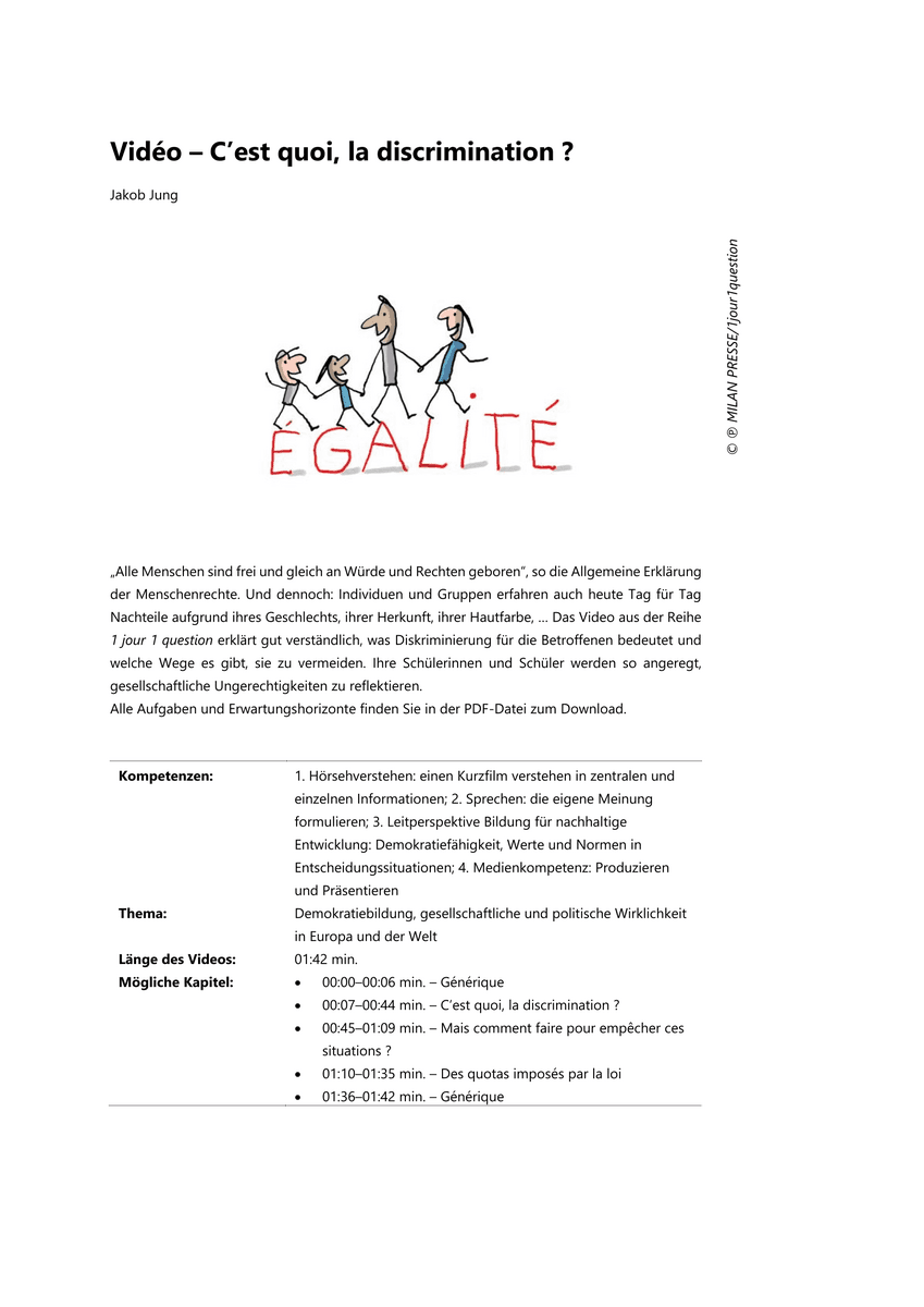 Vidéo – C’est quoi, la discrimination ?