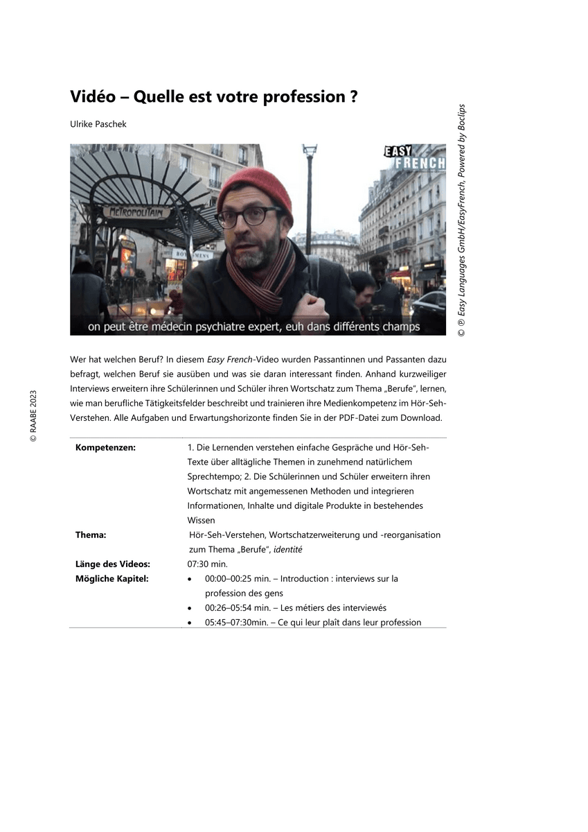 Vidéo – Quelle est votre profession ?