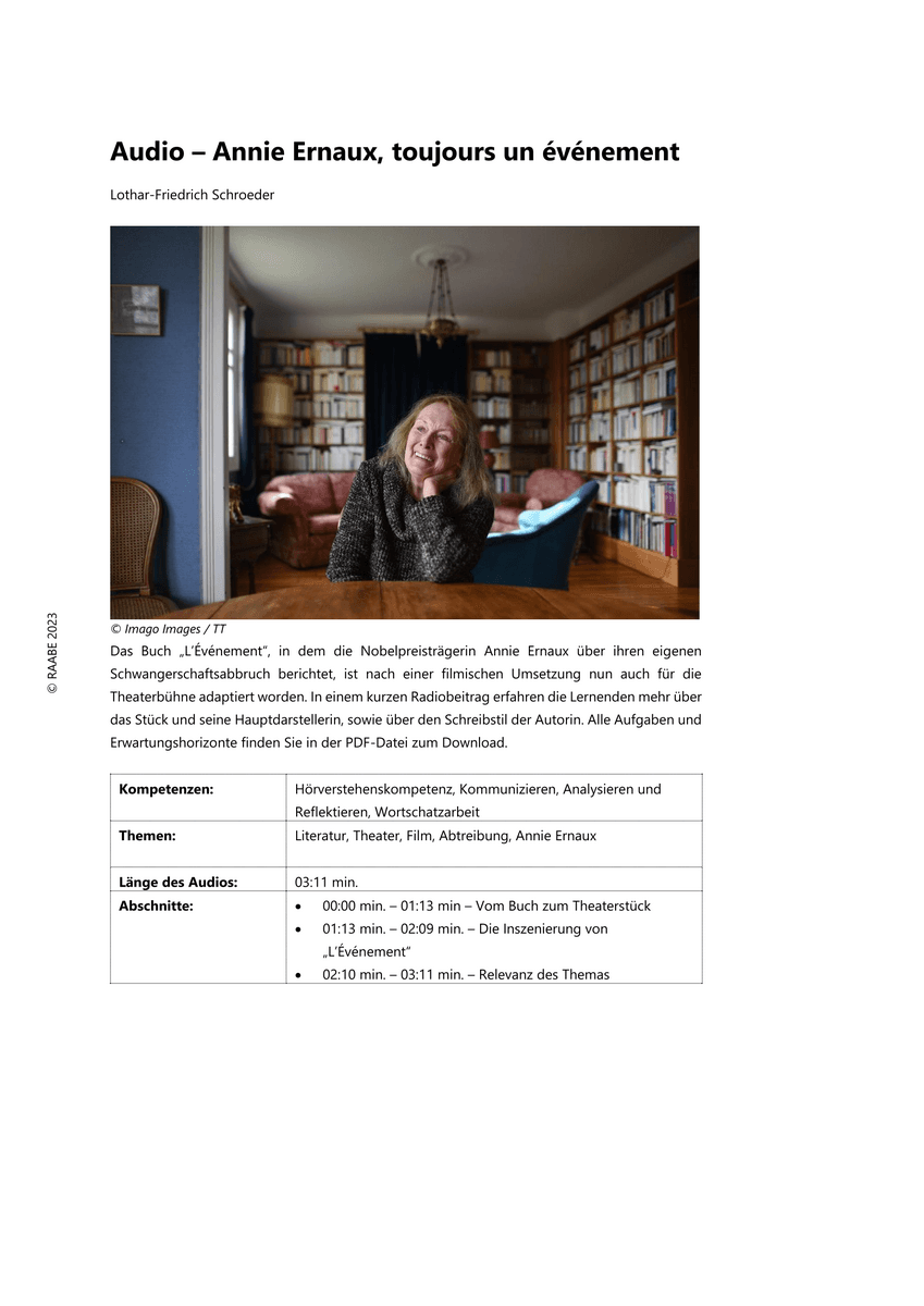 Audio – Annie Ernaux, toujours un événement