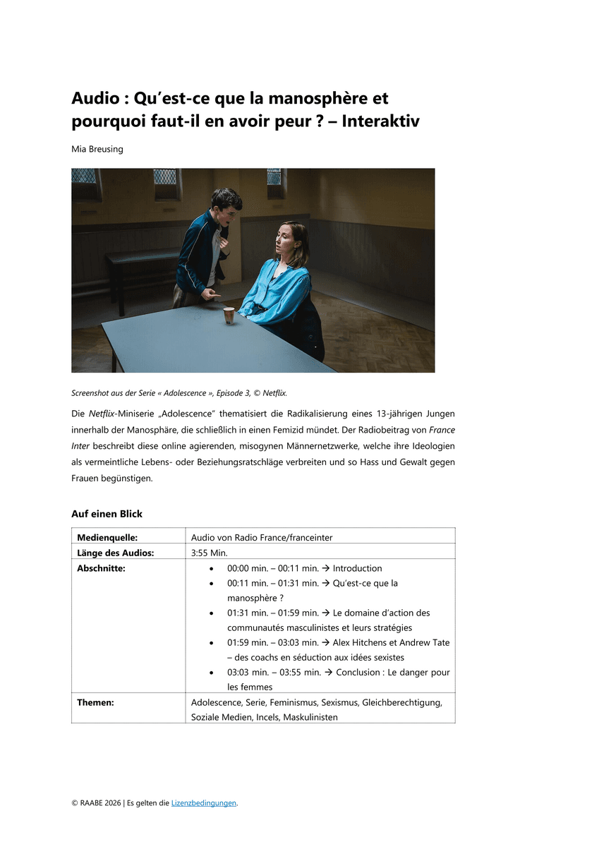 Audio: Qu’est-ce que la manosphère et pourquoi faut-il en avoir peur ?