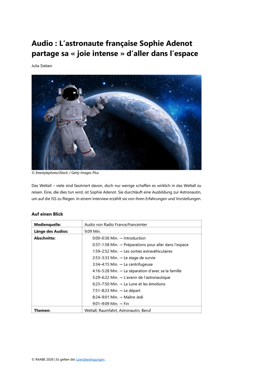 Audio: L'astronaute française Sophie Adenot partage sa « joie intense » d'aller dans l'espace