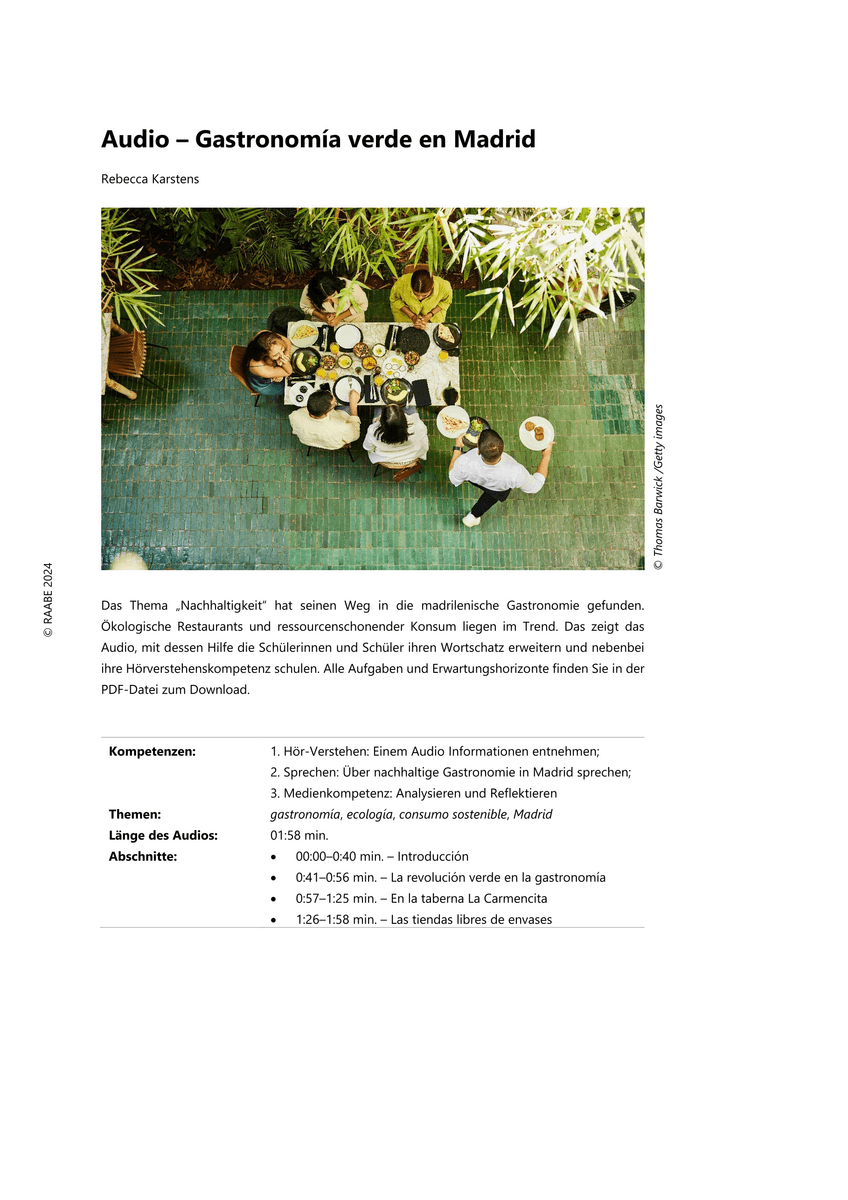 Audio – Gastronomía verde en Madrid
