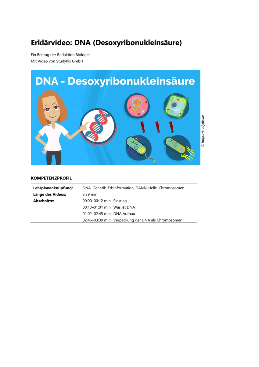 Erklärvideo: DNA (Desoxyribonukleinsäure)