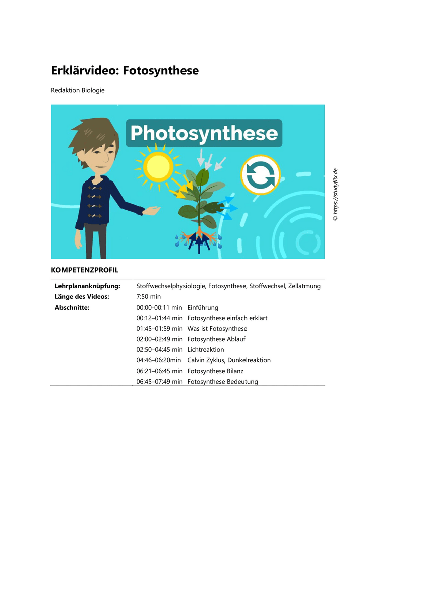 Erklärvideo: Fotosynthese