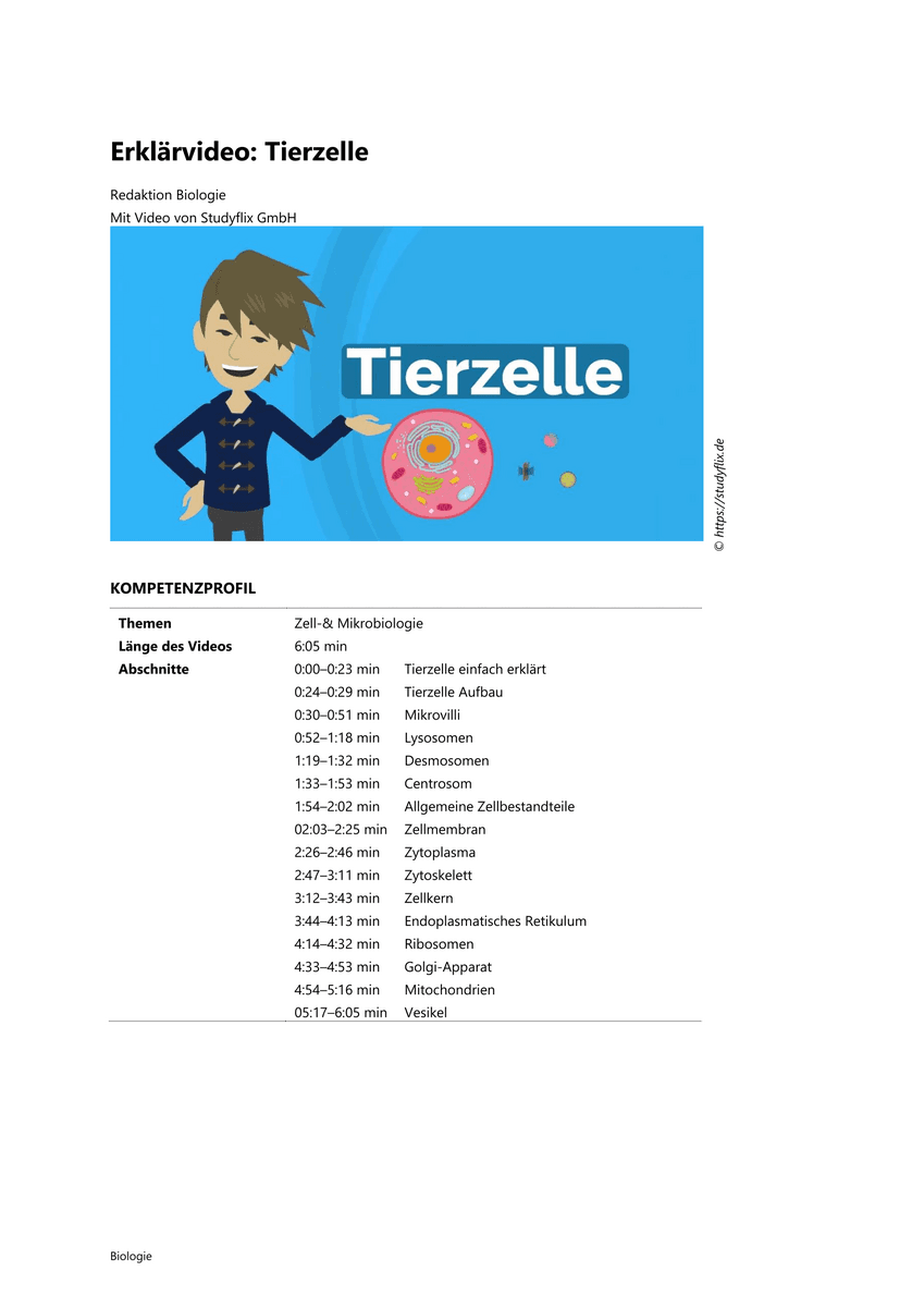 Erklärvideo: Tierzelle