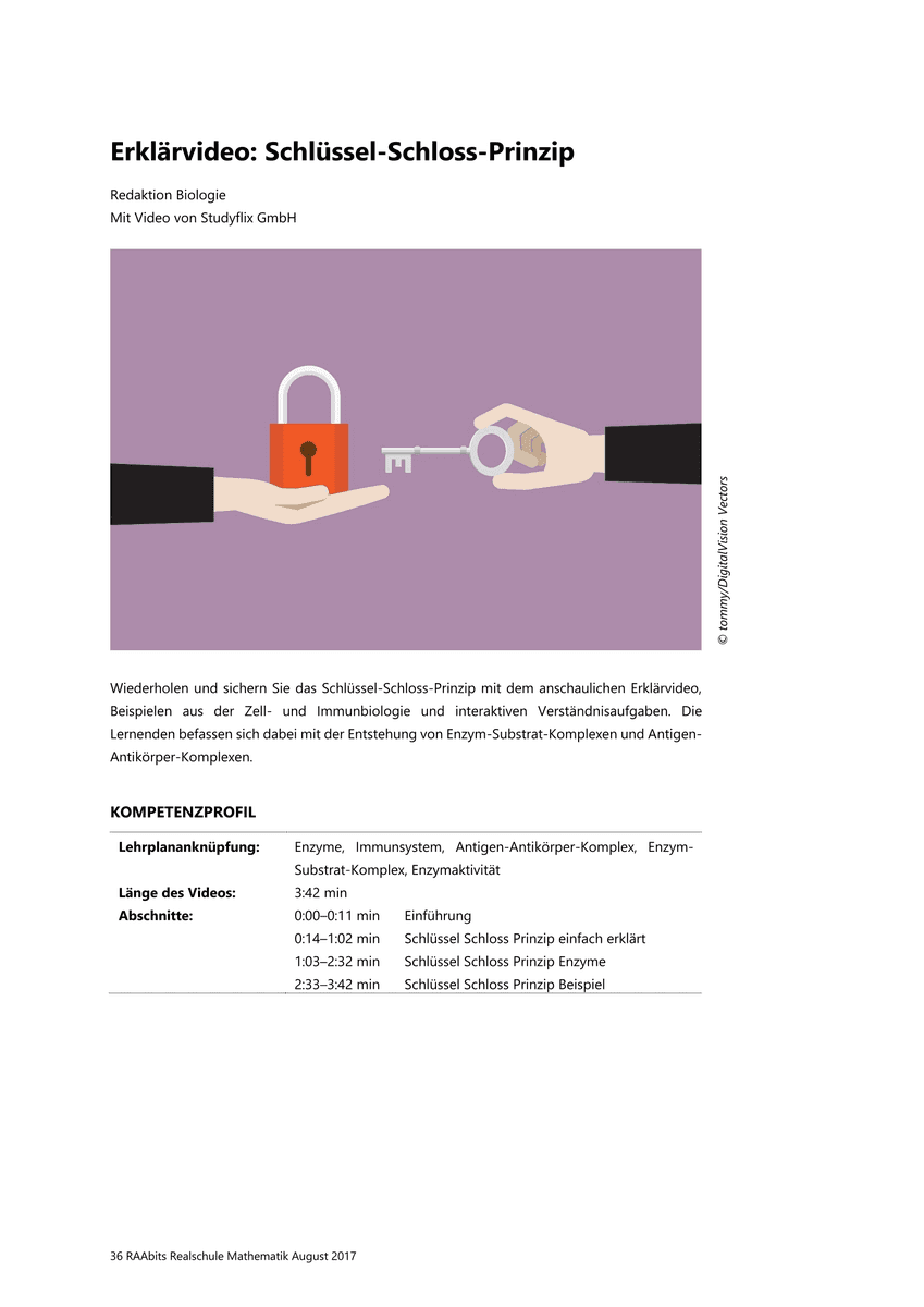 Lernen & Üben: Schlüssel-Schloss-Prinzip