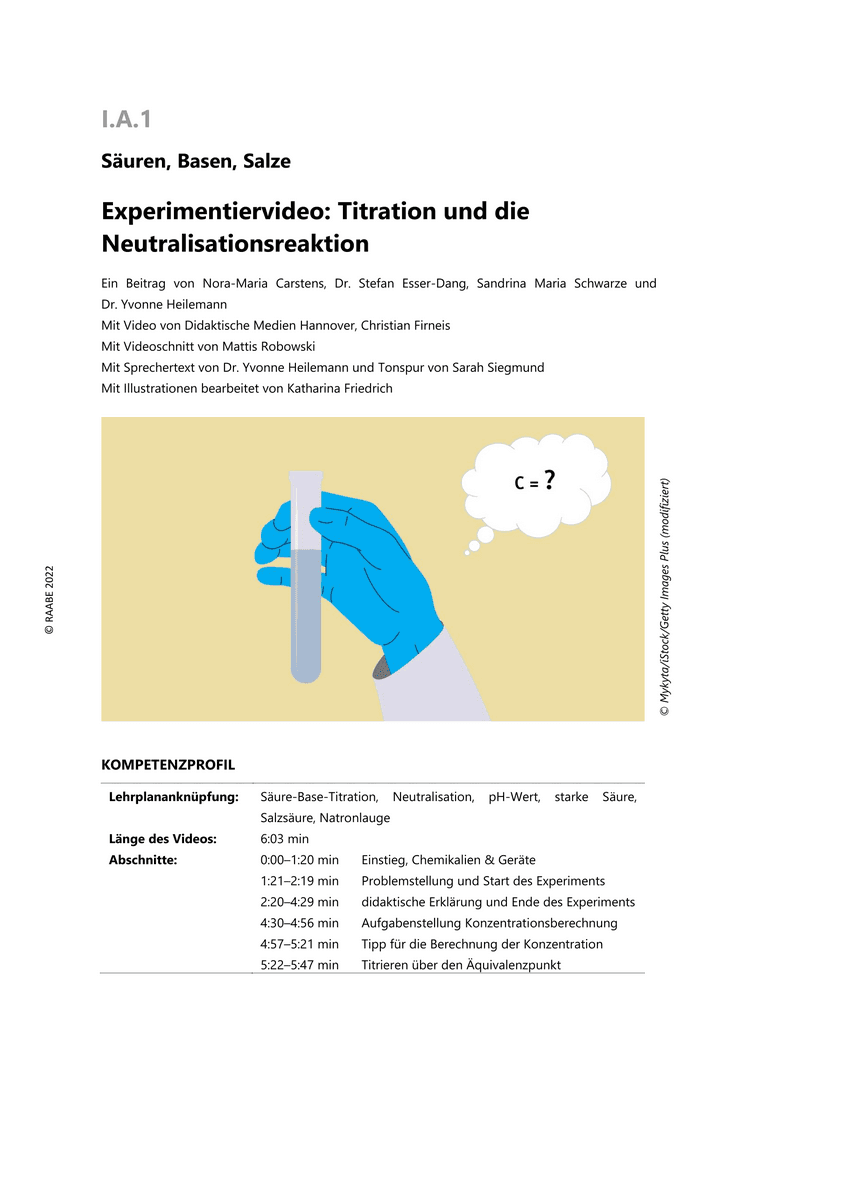 Experimentiervideo: Titration und die Neutralisationsreaktion