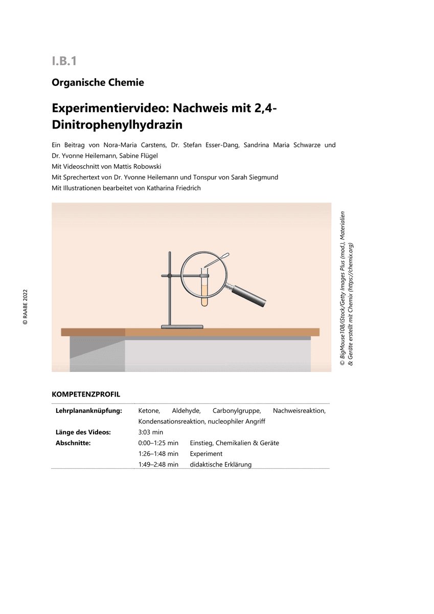 Experimentiervideo: Nachweis mit 2,4-Dinitrophenylhydrazin