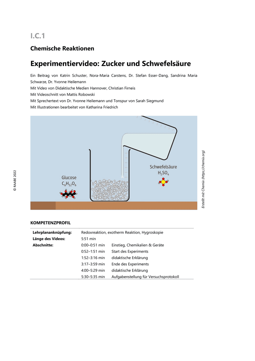 Experimentiervideo: Zucker und Schwefelsäure